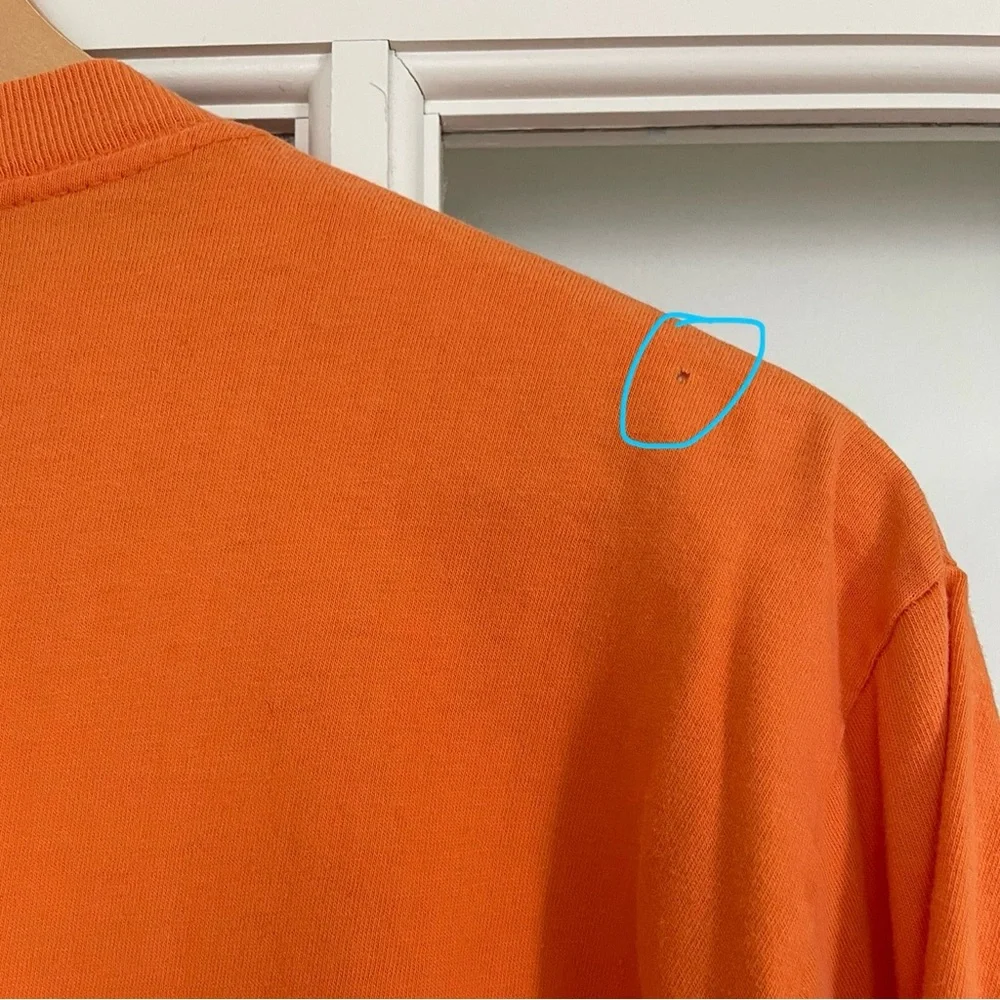 J Crew vintage 90s orange long sleeve t-shirt tee 100% cotton made in USA large